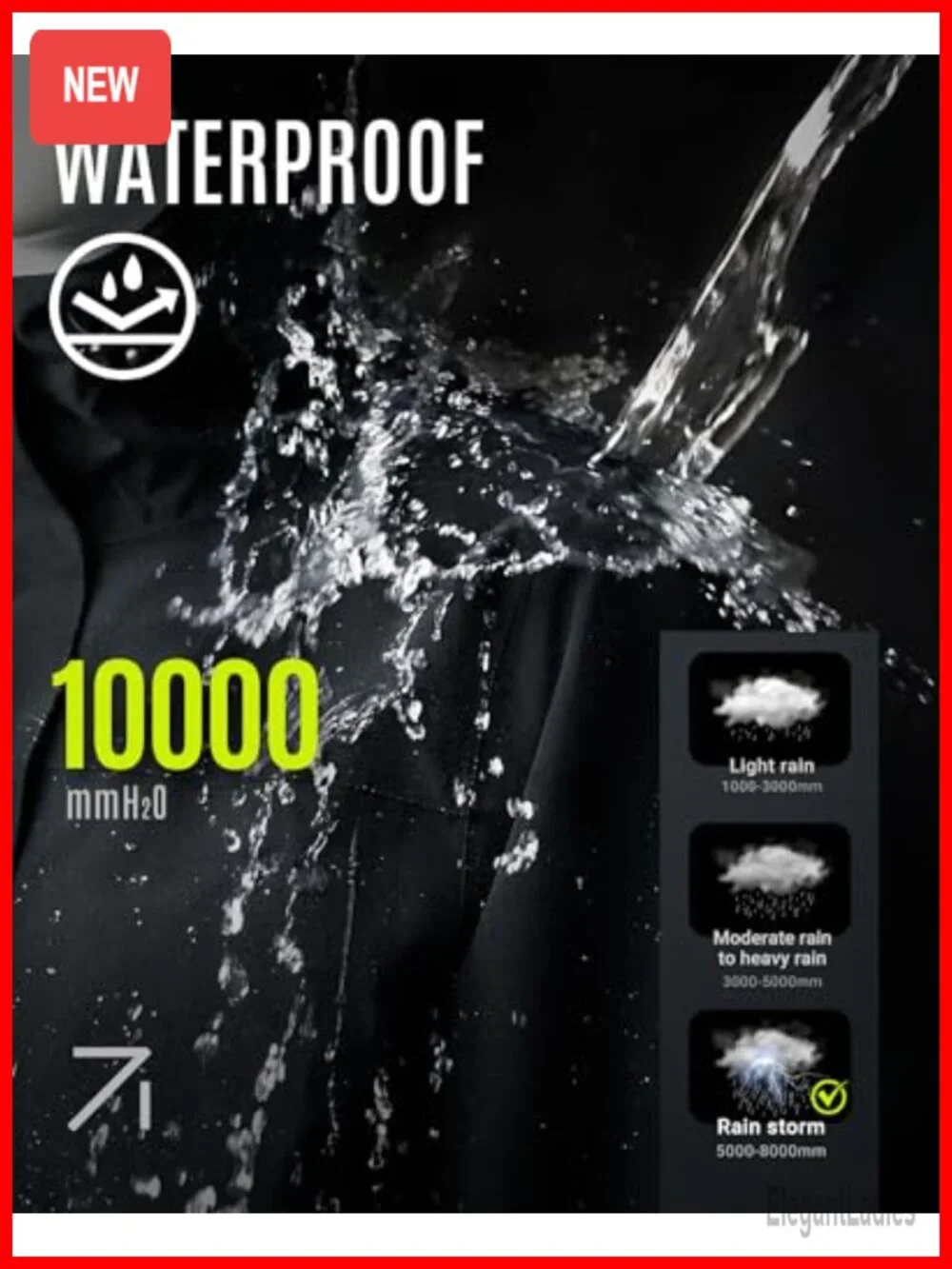 Women's Waterproof Long Raincoat with Hood 10000mm Breathable Lightweight